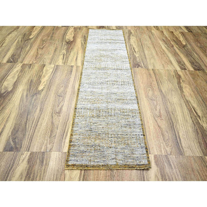 Modern and Contemporary Wool Hand Knotted Rug Yellow 2.8x8.2 -O076275