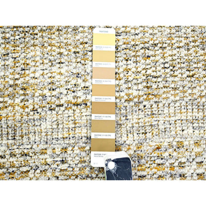 Modern and Contemporary Wool Hand Knotted Rug Yellow 2.8x8.2 -O076275