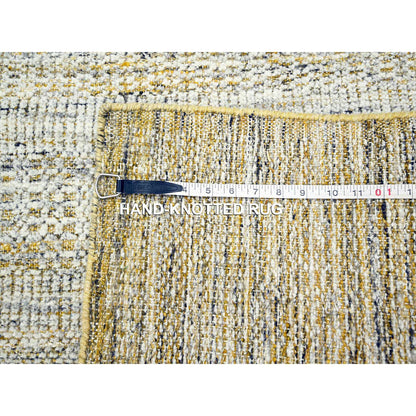 Modern and Contemporary Wool Hand Knotted Rug Yellow 2.8x8.2 -O076275