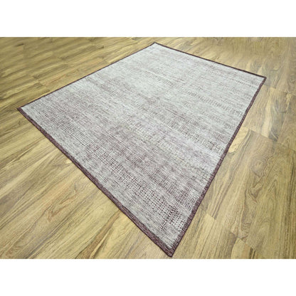 Modern and Contemporary Wool Hand Knotted Rug Red 7.11x10.0 -O076299