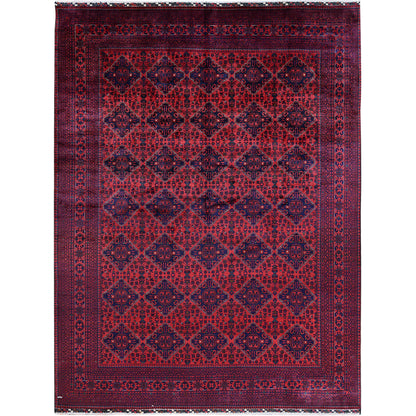 Tribal & Geometric Wool Hand Knotted Rug Red 9.8x12.9 -O0762