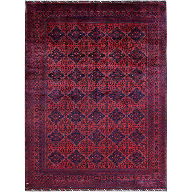 Tribal & Geometric Wool Hand Knotted Rug Red 9.8x12.9 -O0762