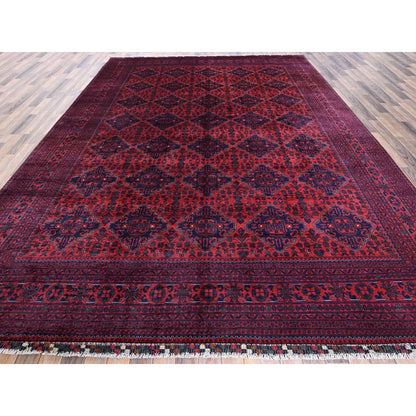 Tribal & Geometric Wool Hand Knotted Rug Red 9.8x12.9 -O0762