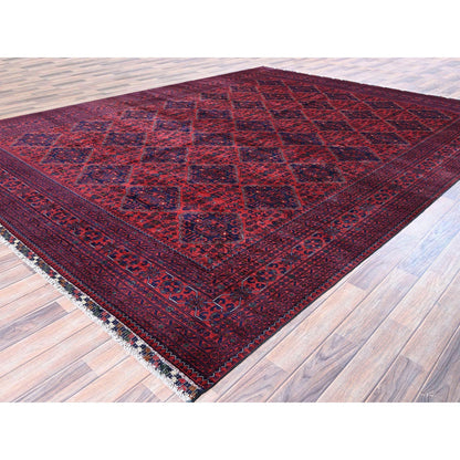 Tribal & Geometric Wool Hand Knotted Rug Red 9.8x12.9 -O0762
