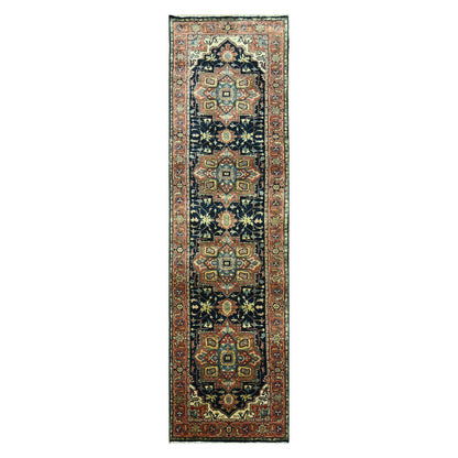 Heriz Wool Hand Knotted Rug Blue 2.7x9.11 -O076301