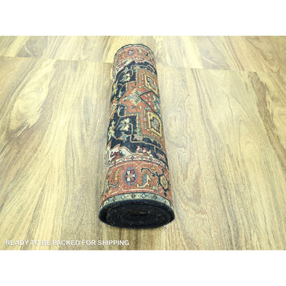 Heriz Wool Hand Knotted Rug Blue 2.7x9.11 -O076301