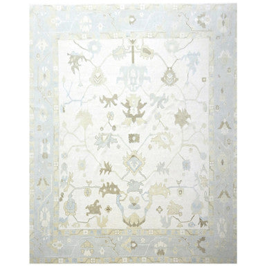 Oushak And Peshawar Wool Hand Knotted Rug Ivory 15.0x16.3 -O076303