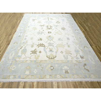 Oushak And Peshawar Wool Hand Knotted Rug Ivory 15.0x16.3 -O076303