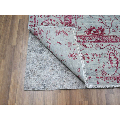 Transitional Wool & Silk Hand Knotted Rug Pink 8.0x10.5 -O076305
