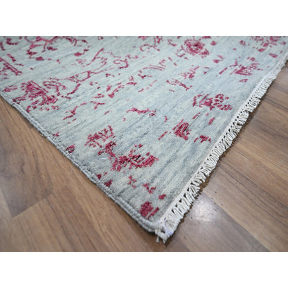 Transitional Wool & Silk Hand Knotted Rug Pink 8.0x10.5 -O076305