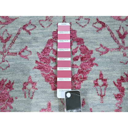 Transitional Wool & Silk Hand Knotted Rug Pink 8.0x10.5 -O076305