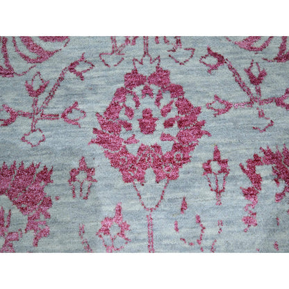 Transitional Wool & Silk Hand Knotted Rug Pink 8.0x10.5 -O076305