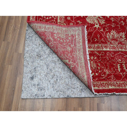 Transitional Wool & Silk Hand Knotted Rug Red 7.9x10.0 -O076306