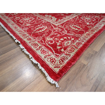 Transitional Wool & Silk Hand Knotted Rug Red 7.9x10.0 -O076306