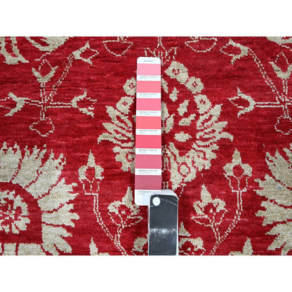 Transitional Wool & Silk Hand Knotted Rug Red 7.9x10.0 -O076306