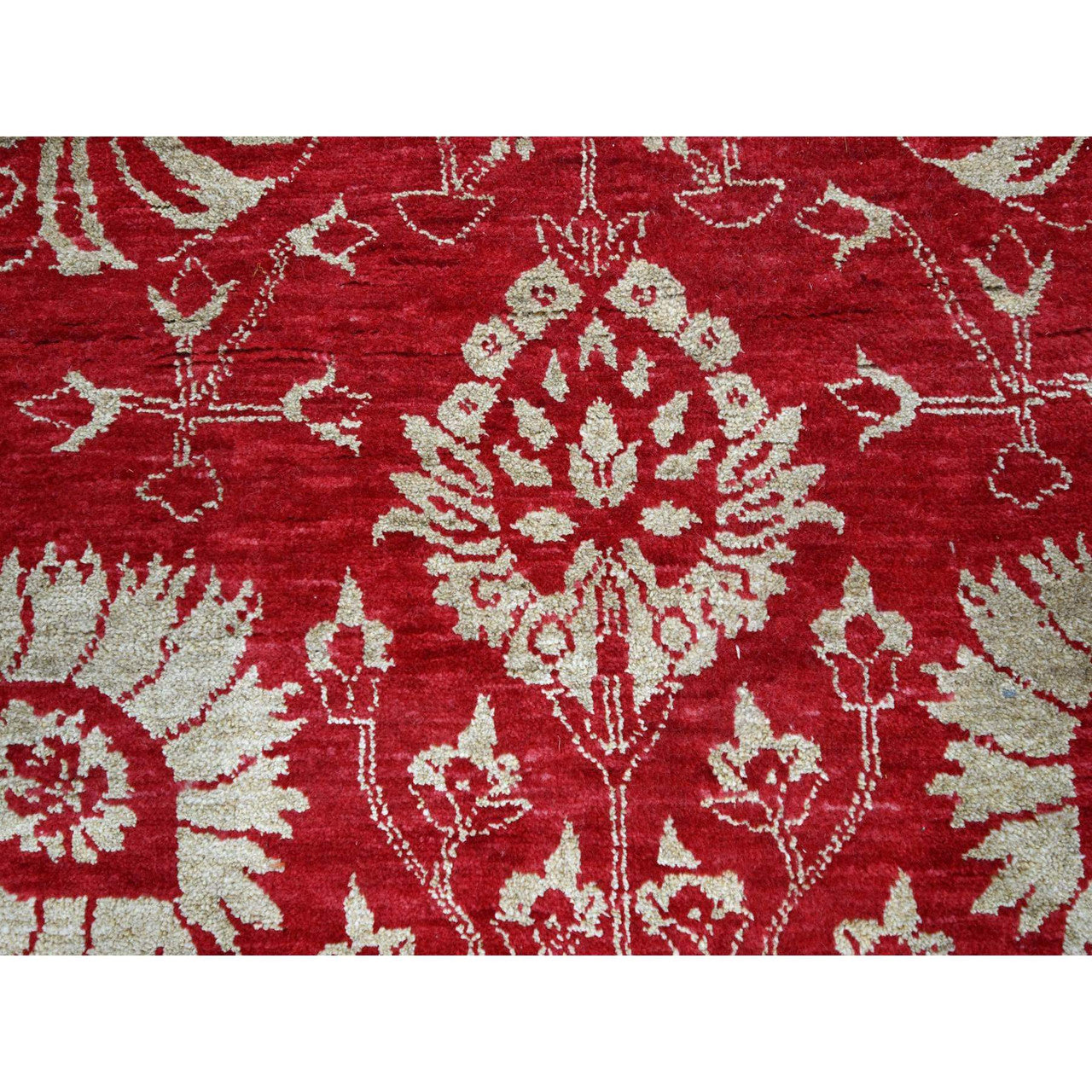 Transitional Wool & Silk Hand Knotted Rug Red 7.9x10.0 -O076306