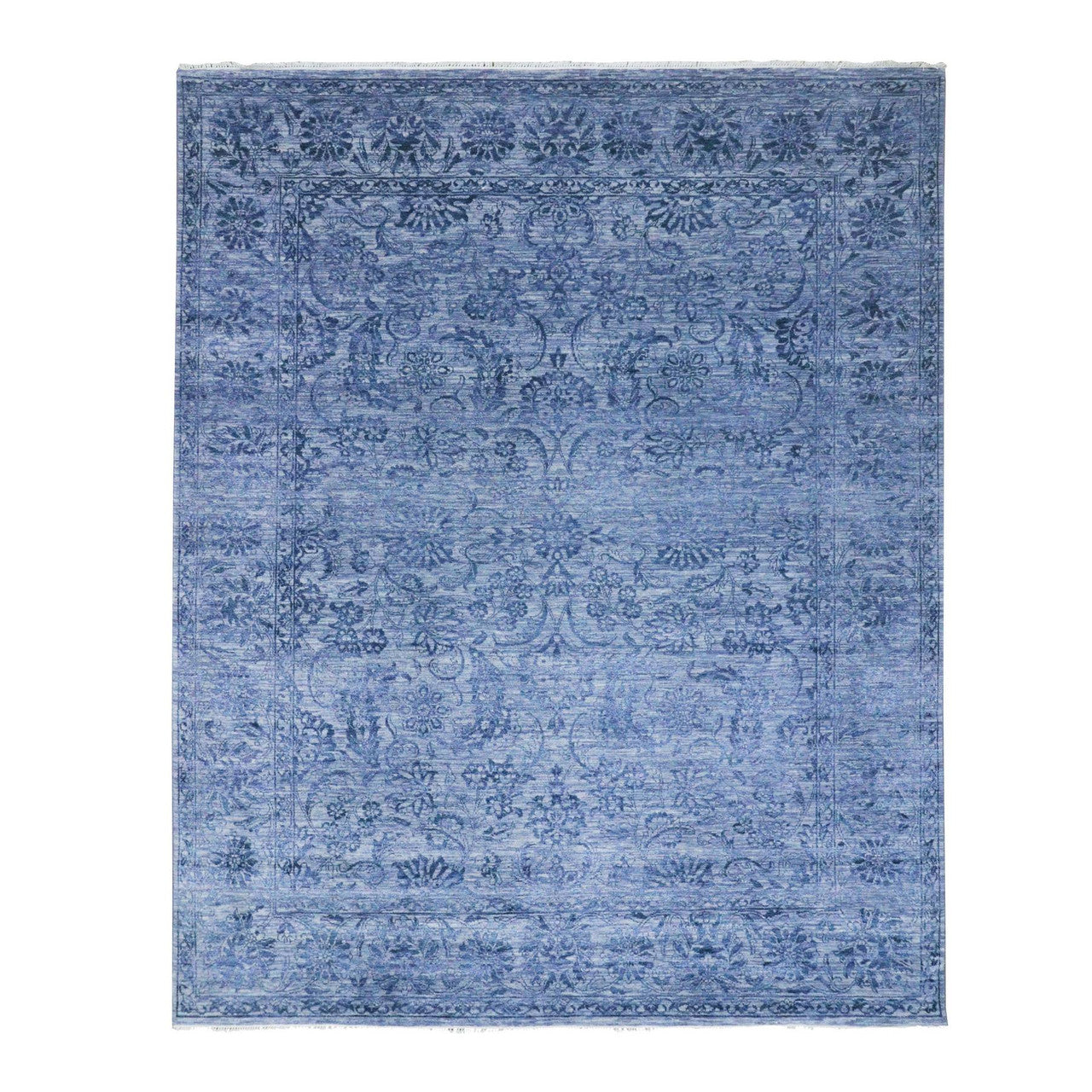 Transitional Wool & Silk Hand Knotted Rug Purple 8.1x10.0 -O076309