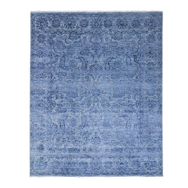 Transitional Wool & Silk Hand Knotted Rug Purple 8.1x10.0 -O076309