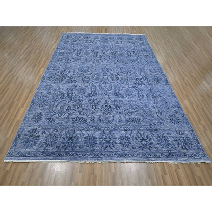 Transitional Wool & Silk Hand Knotted Rug Purple 8.1x10.0 -O076309