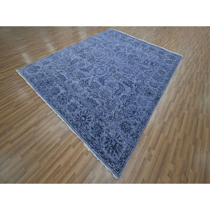 Transitional Wool & Silk Hand Knotted Rug Purple 8.1x10.0 -O076309