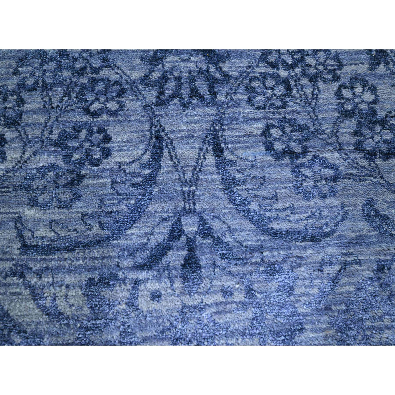 Transitional Wool & Silk Hand Knotted Rug Purple 8.1x10.0 -O076309