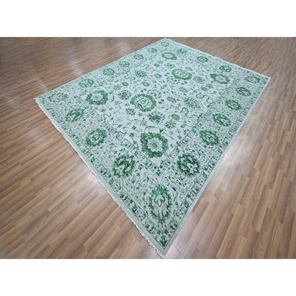 Transitional Wool Hand Knotted Rug Green 8.0x10.1 -O076310