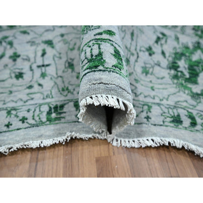 Transitional Wool Hand Knotted Rug Green 8.0x10.1 -O076310