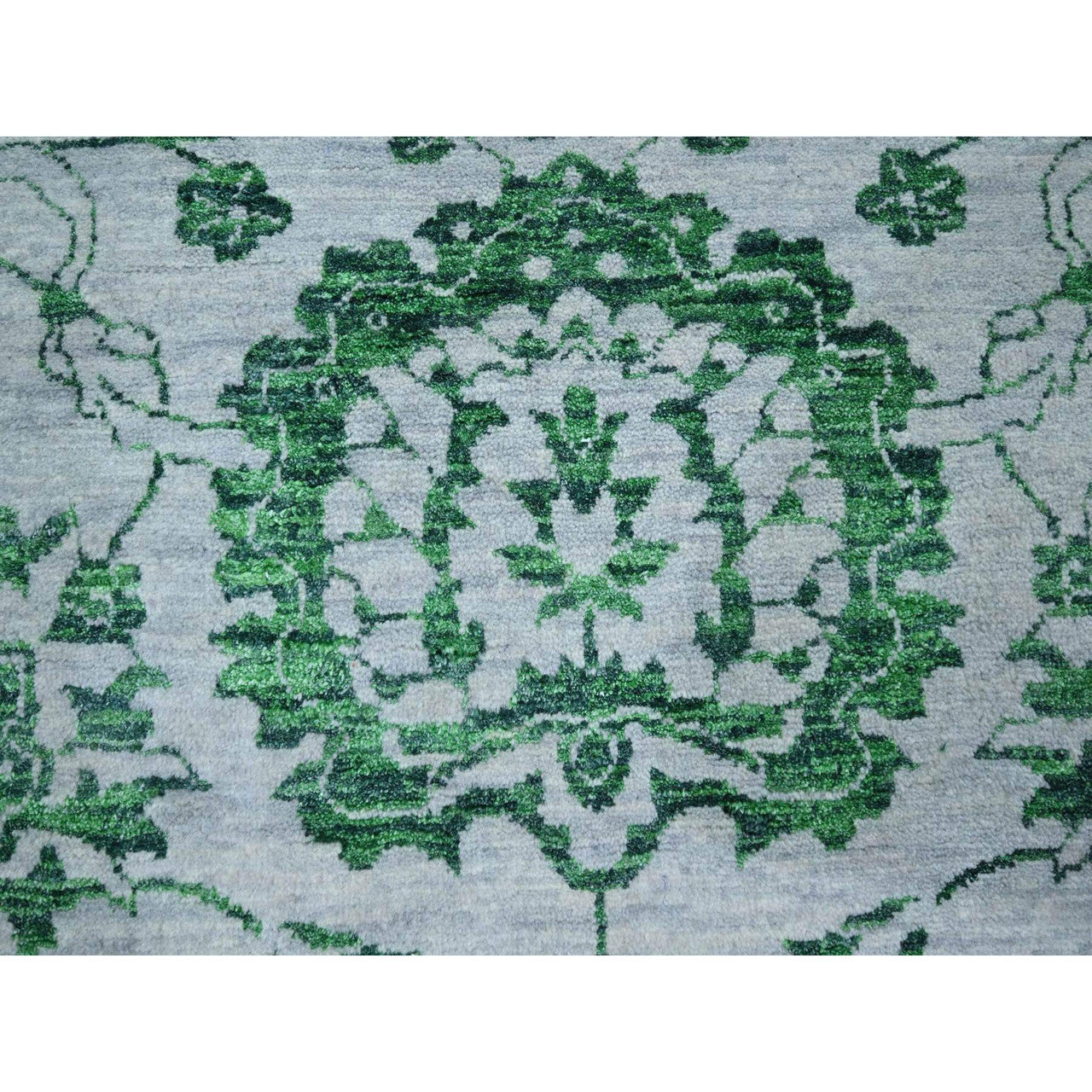 Transitional Wool Hand Knotted Rug Green 8.0x10.1 -O076310
