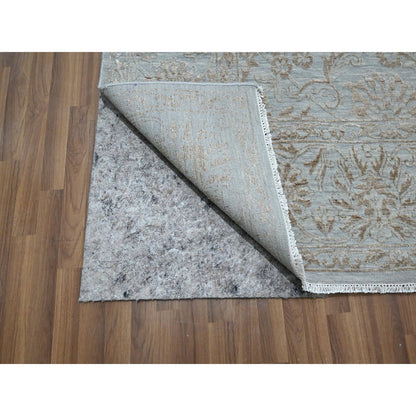 Transitional Wool & Silk Hand Knotted Rug Beige 9.1x12.1 -O076311