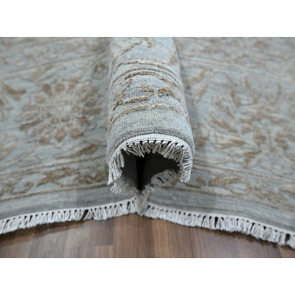 Transitional Wool & Silk Hand Knotted Rug Beige 9.1x12.1 -O076311