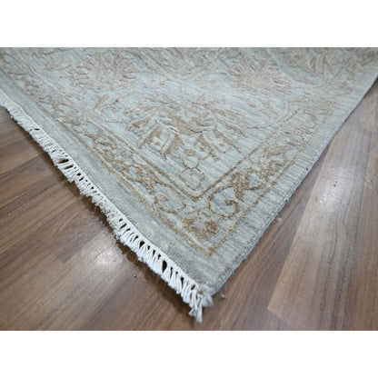 Transitional Wool & Silk Hand Knotted Rug Beige 9.1x12.1 -O076311
