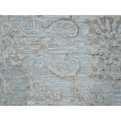 Transitional Wool & Silk Hand Knotted Rug Beige 9.1x12.1 -O076311