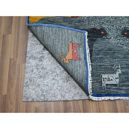 Tribal & Geometric Wool Hand Knotted Rug Grey 9.0x11.11 -O076314