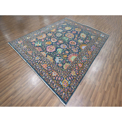 Fine Oriental Wool & Silk Hand Knotted Rug Blue 8.0x10.2 -O076315