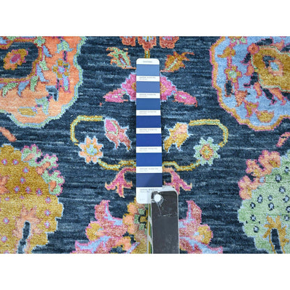 Fine Oriental Wool & Silk Hand Knotted Rug Blue 8.0x10.2 -O076315