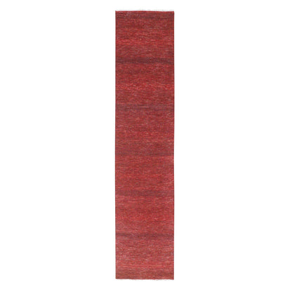 Modern and Contemporary Wool & Silk Hand Knotted Rug Red 2.6x11.10 -O076317
