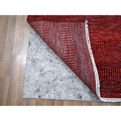 Modern and Contemporary Wool & Silk Hand Knotted Rug Red 2.6x11.10 -O076317
