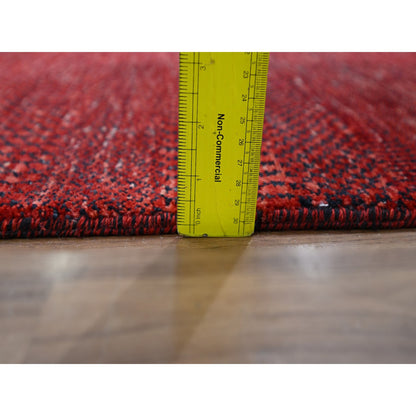 Modern and Contemporary Wool & Silk Hand Knotted Rug Red 2.6x11.10 -O076317