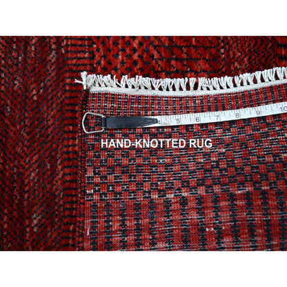 Modern and Contemporary Wool & Silk Hand Knotted Rug Red 2.6x11.10 -O076317
