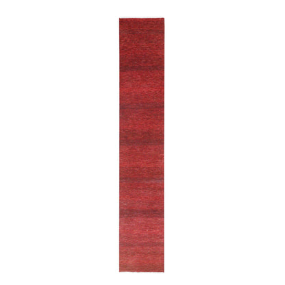 Modern and Contemporary Wool & Silk Hand Knotted Rug Red 2.5x13.11 -O076318