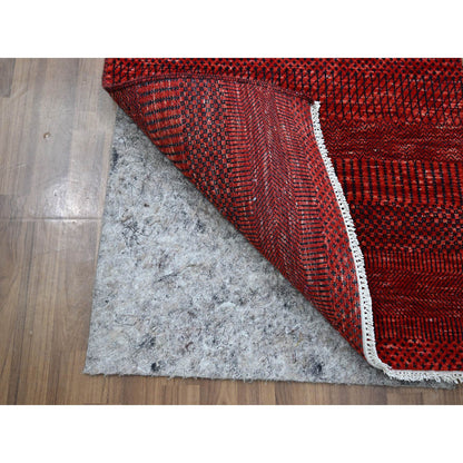 Modern and Contemporary Wool & Silk Hand Knotted Rug Red 2.5x13.11 -O076318