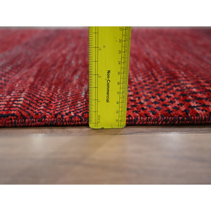 Modern and Contemporary Wool & Silk Hand Knotted Rug Red 2.5x13.11 -O076318
