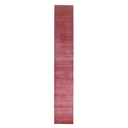 Modern and Contemporary Wool & Silk Hand Knotted Rug Red 2.6x16.3 -O076320
