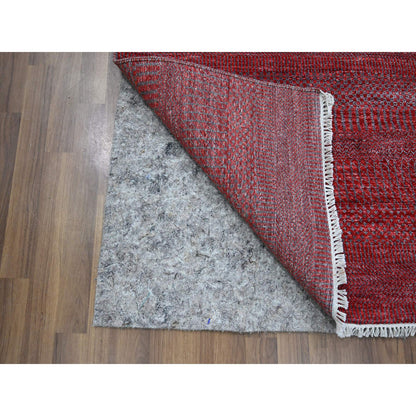 Modern and Contemporary Wool & Silk Hand Knotted Rug Red 2.6x16.3 -O076320
