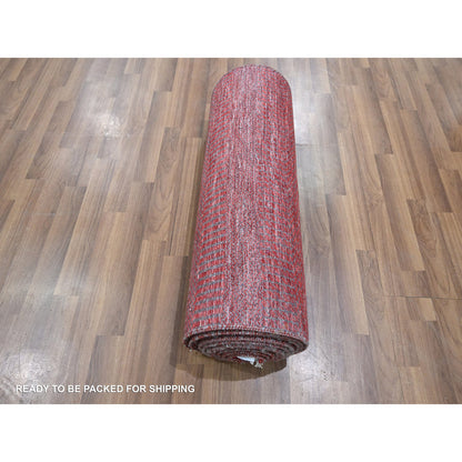 Modern and Contemporary Wool & Silk Hand Knotted Rug Red 2.6x16.3 -O076320