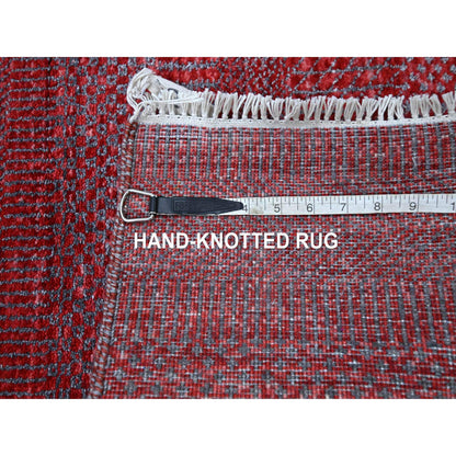 Modern and Contemporary Wool & Silk Hand Knotted Rug Red 2.6x16.3 -O076320