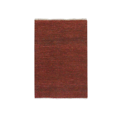 Modern and Contemporary Wool & Silk Hand Knotted Rug Red 2.0x3.0 -O076321