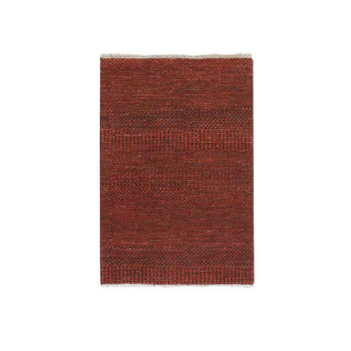 Modern and Contemporary Wool & Silk Hand Knotted Rug Red 2.0x3.0 -O076321
