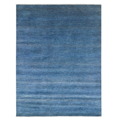 Modern and Contemporary Wool & Silk Hand Knotted Rug Blue 9.0x11.11 -O076322