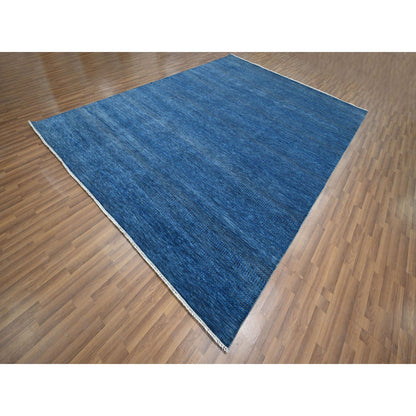 Modern and Contemporary Wool & Silk Hand Knotted Rug Blue 9.0x11.11 -O076322